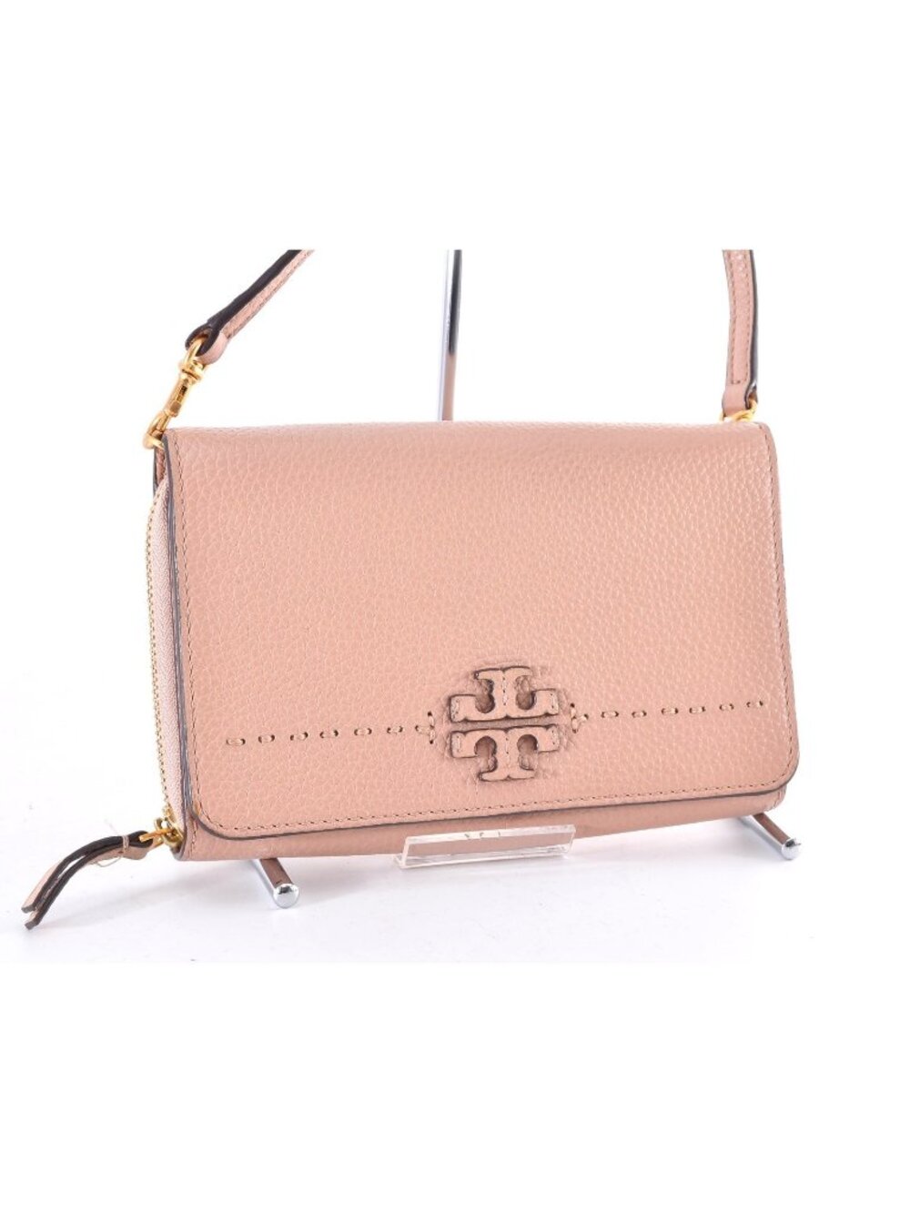 Tory Burch Britten Combo Crossbody Shoulder Bag Pebbled Leather Pink
